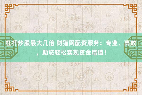 杠杆炒股最大几倍 财猫网配资服务：专业、高效，助您轻松实现资金增值！